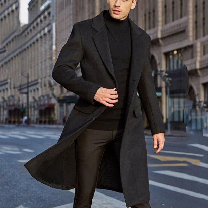 Casaco de inverno masculino, elegante e feito de lã