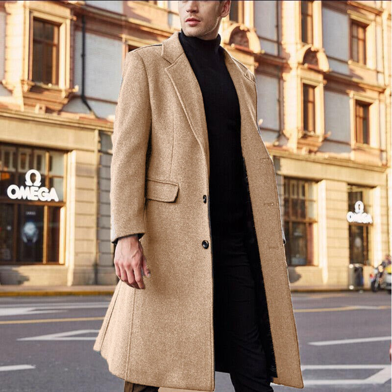 Casaco de inverno masculino, elegante e feito de lã